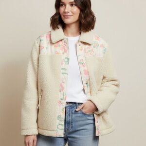 Coach Blocked Floral Sherpa Jacket NWT